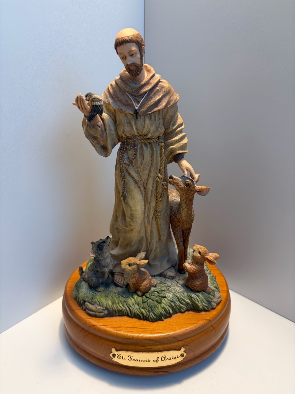 St. Francis Figurine Statue With Music Box